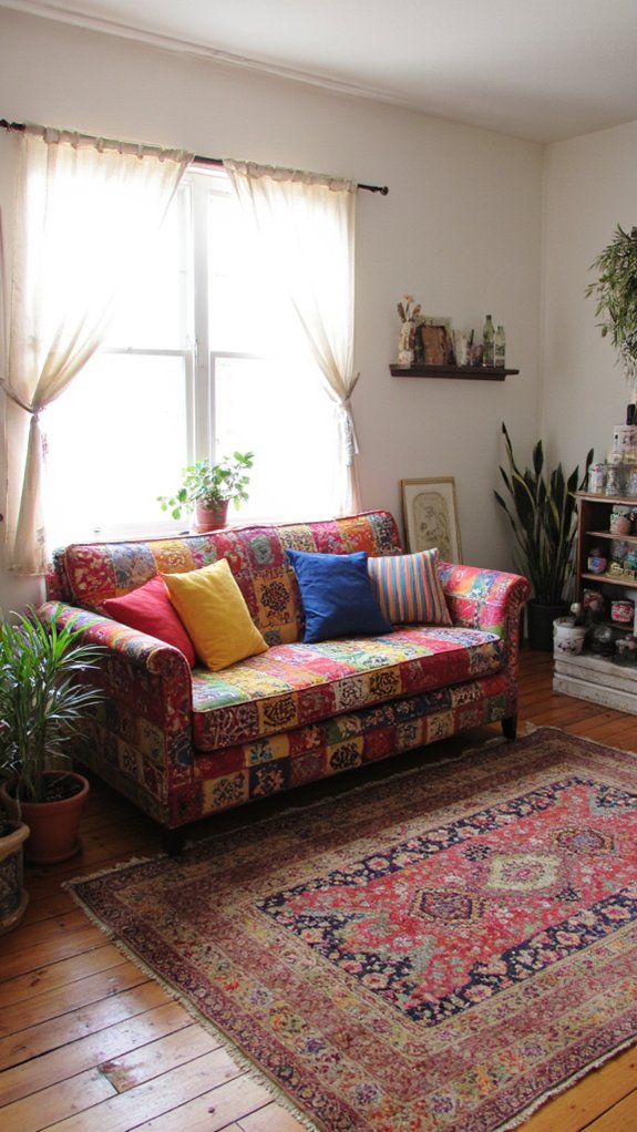 bohemian eclectic patterned sofa