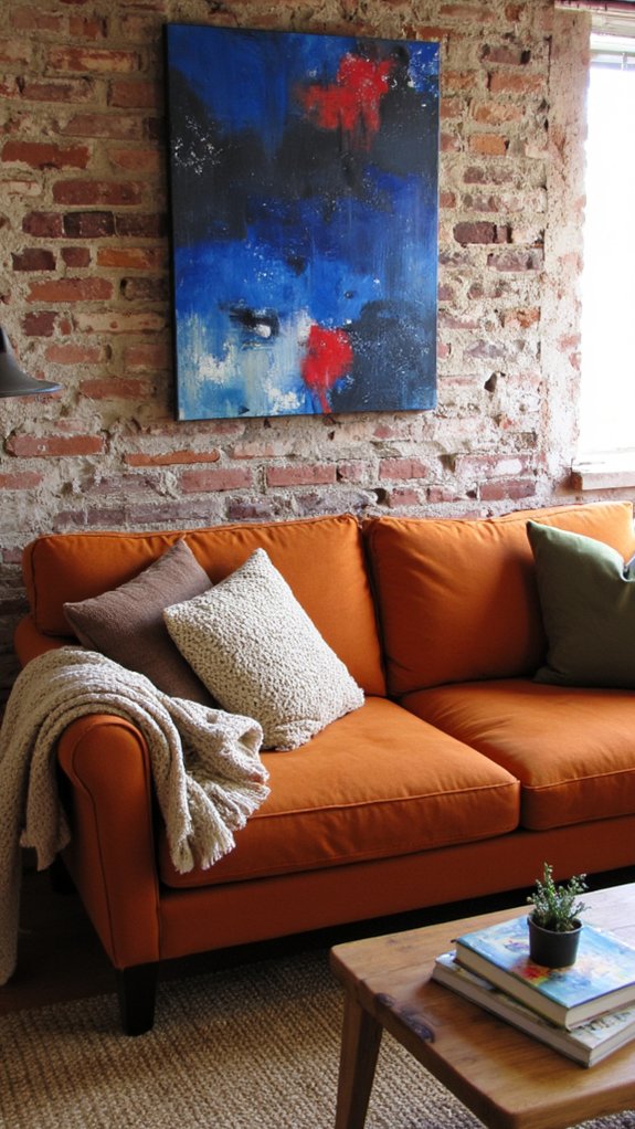 bold artwork enhances decor