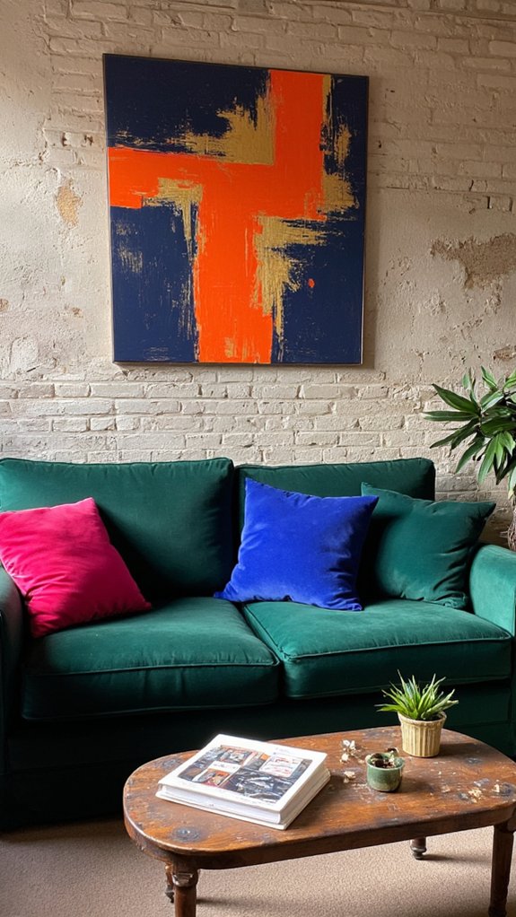 bold artwork enhances decor