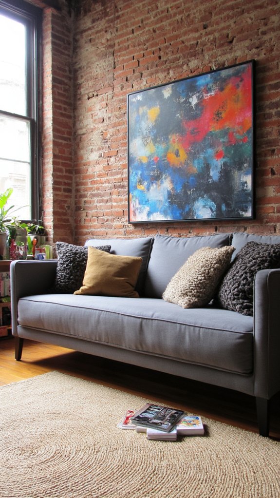bold artwork enhances living room