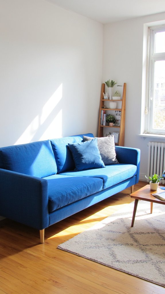 bold blue sofa accent