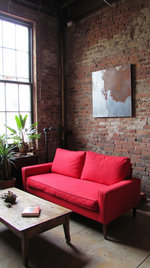 bold industrial red centerpiece