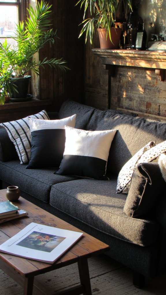 bold monochrome pillow styling