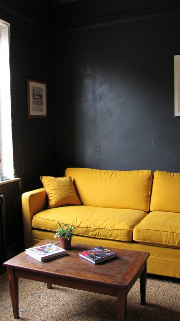 bold mustard sofa contrast