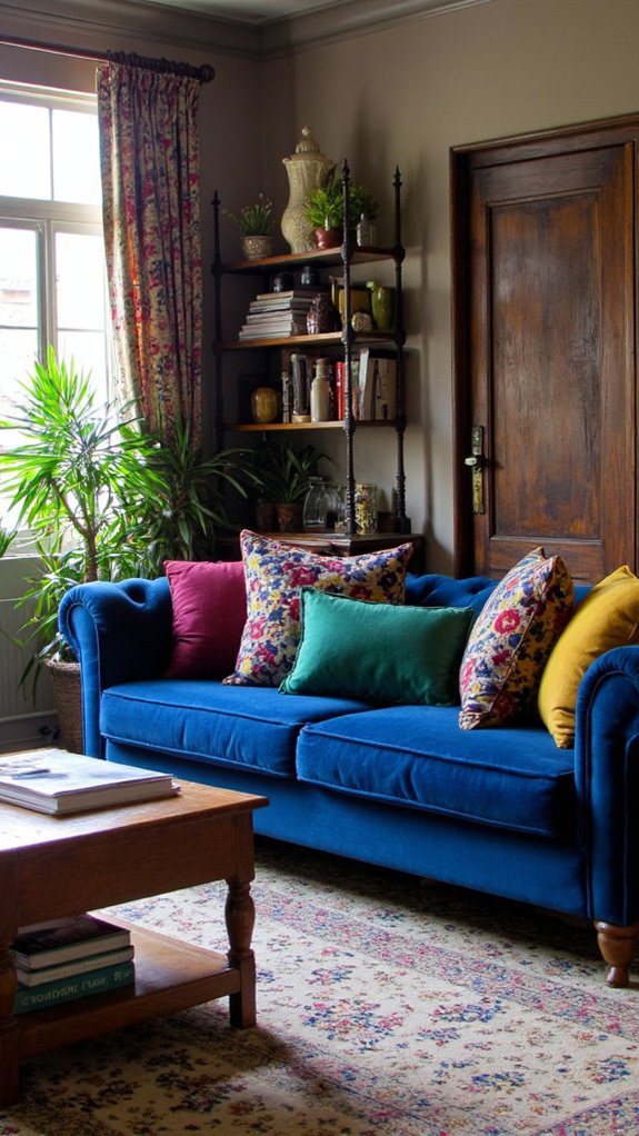 bold patterned cushion accents