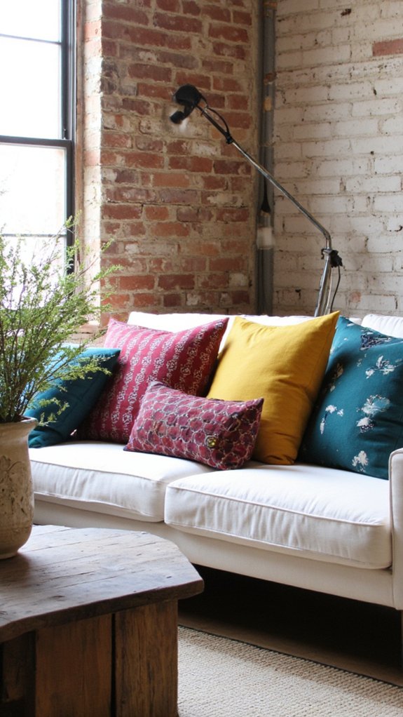bold pillows enhance decor