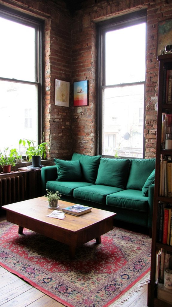 bold sofa creates focal point