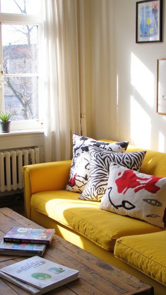 bold vibrant sofa pillows