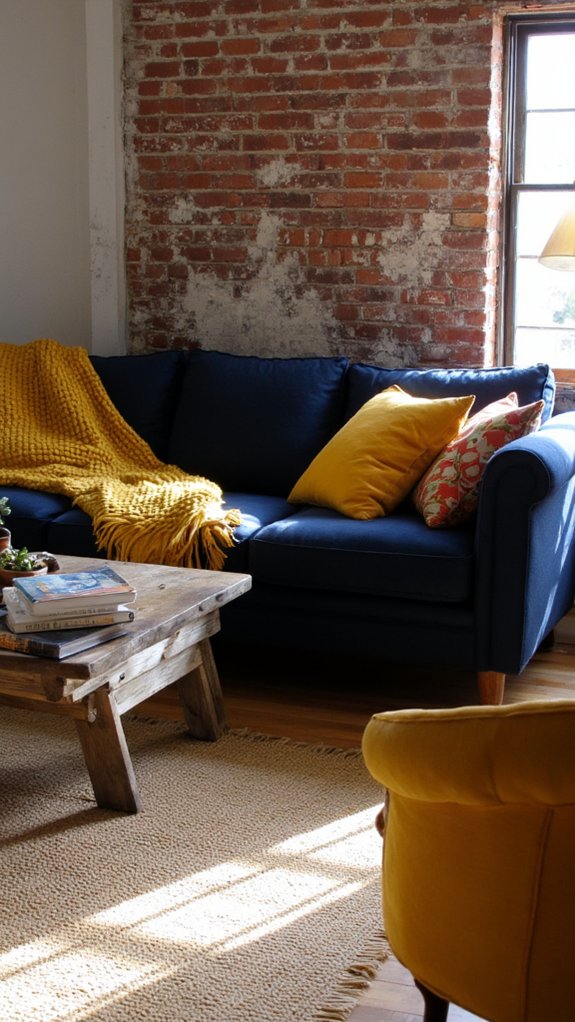 bold yellow sofa accents