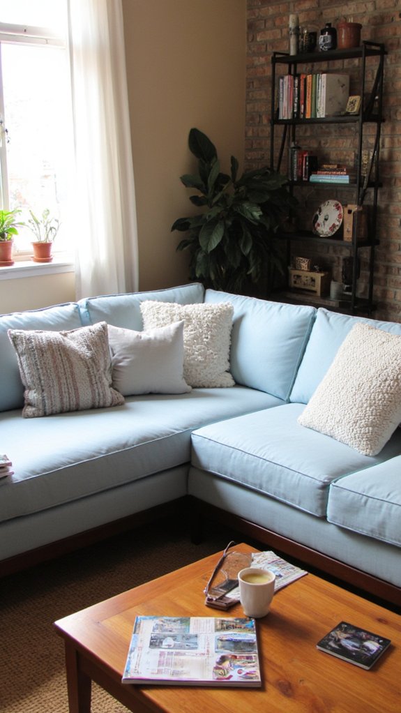 bright airy light blue sectional