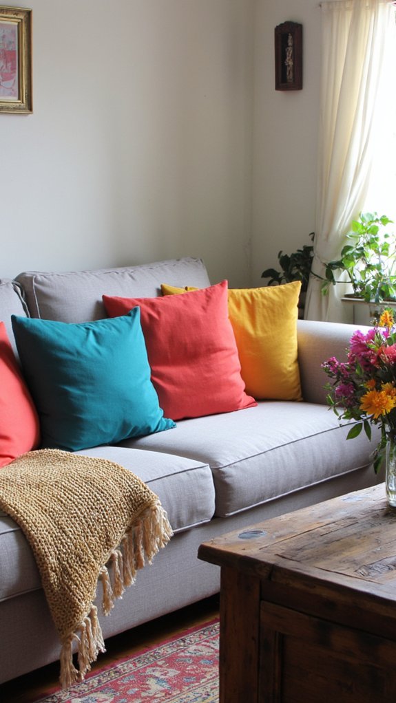 bright hues enhance sofas