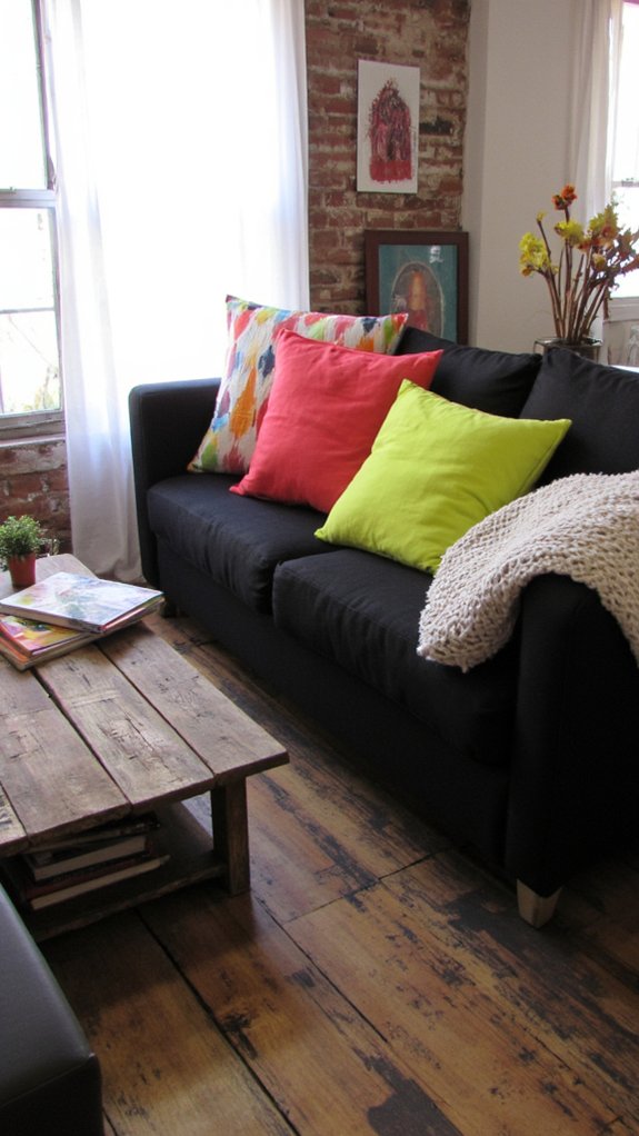 bright pillows enhance contrast