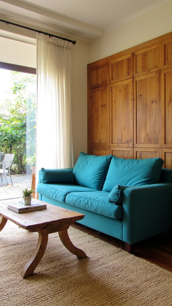 brightly colored focal sofas