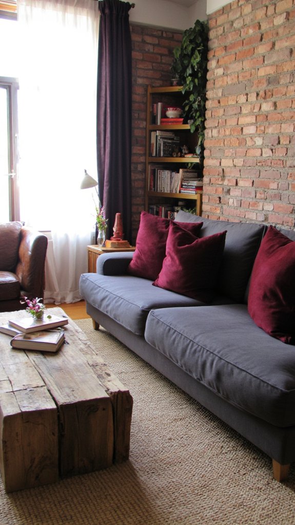 burgundy accents enhance sophistication