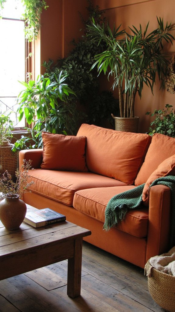 burnt orange earthy green