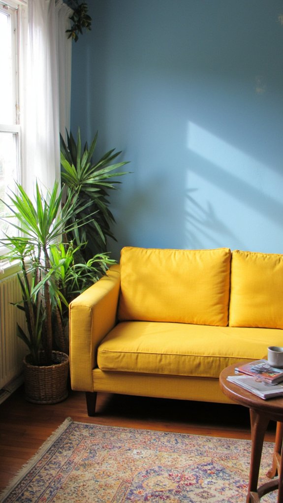 calming blue walls vibrant accents