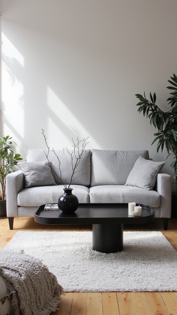 calming minimalist grey sofa