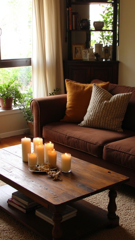 candlelit cozy coffee table