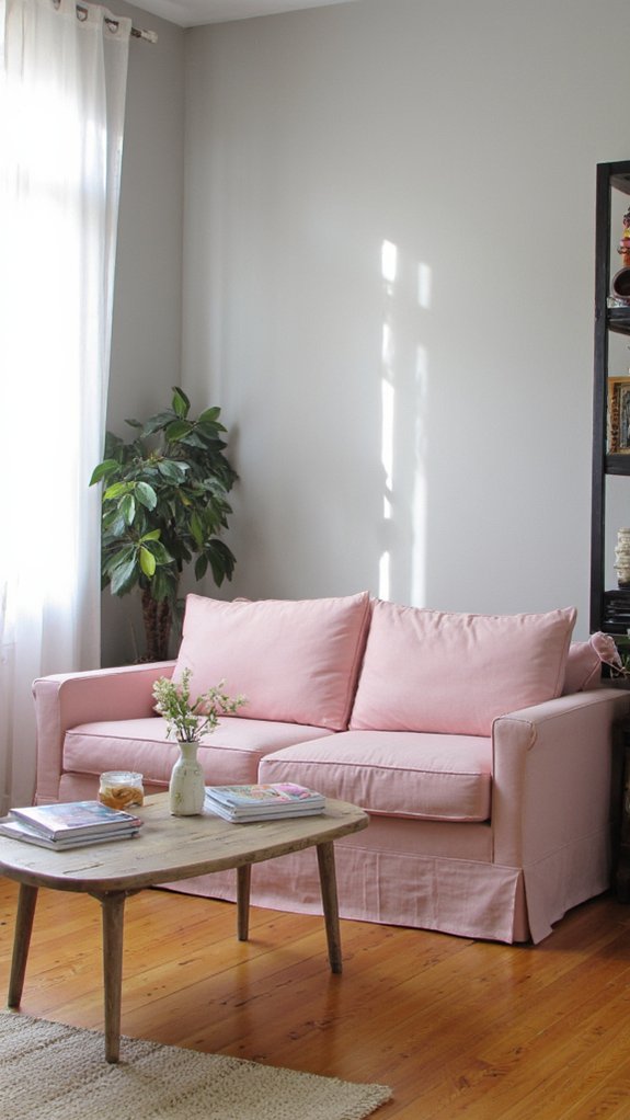 chic blush sofa elegance