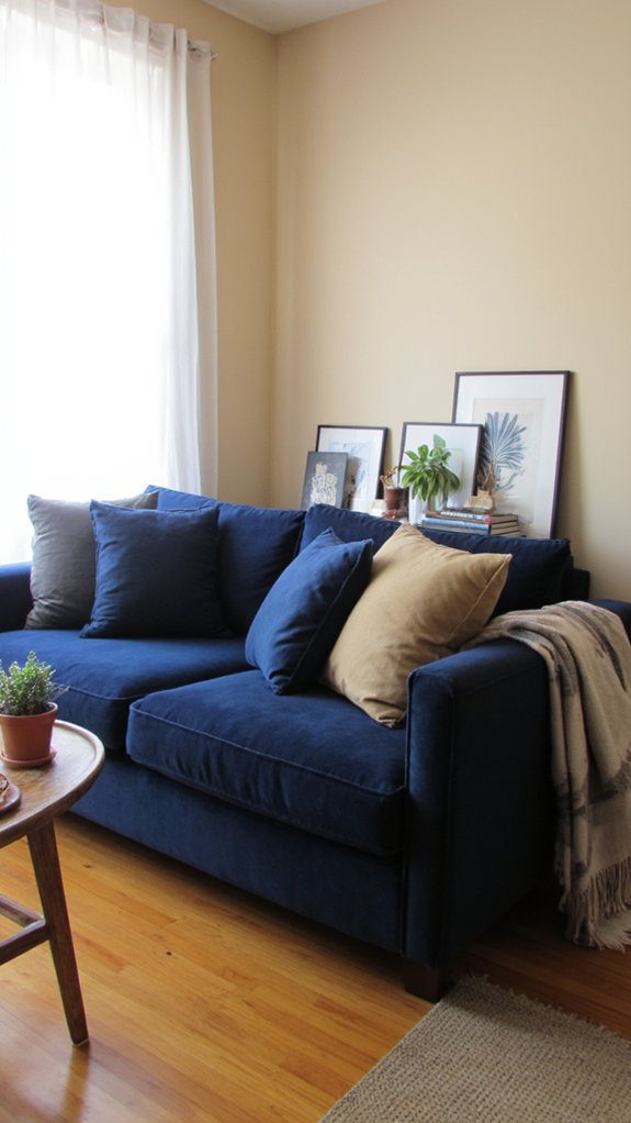 chic minimalist blue sofa