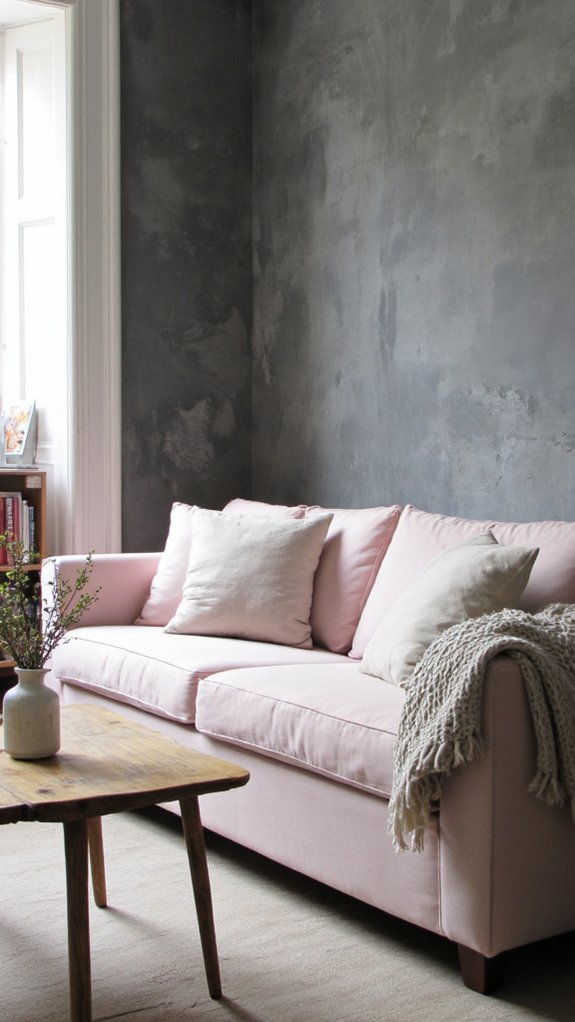 chic soft pink sofa