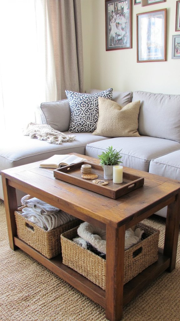 clutter free coffee table organization