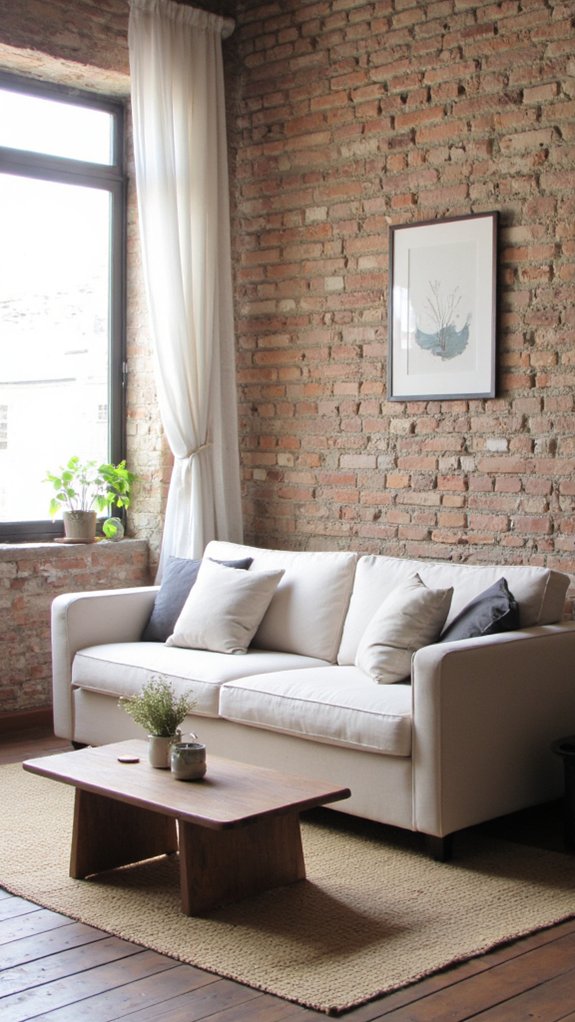 clutter free minimalist sofa area