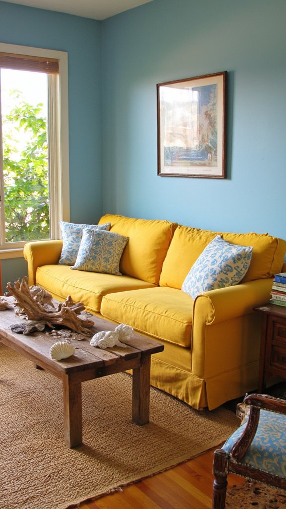 coastal decor with yellow blue