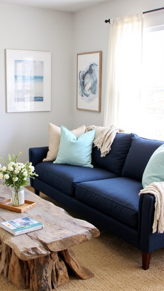 coastal inspired serene living room