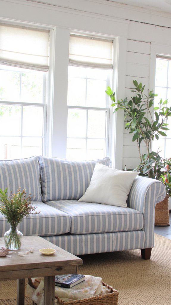 coastal striped linen decor