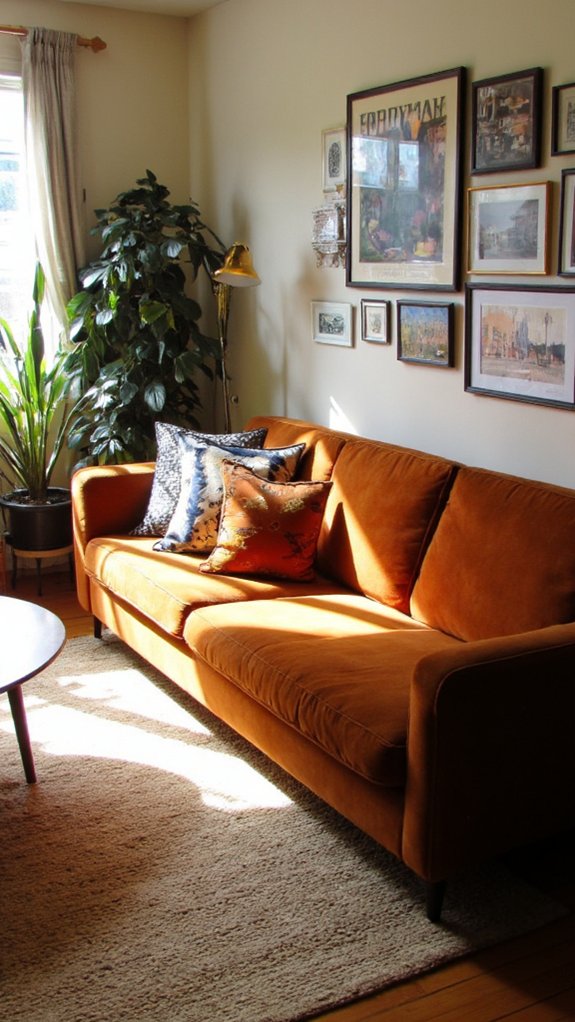 cognac velvet sofa charm