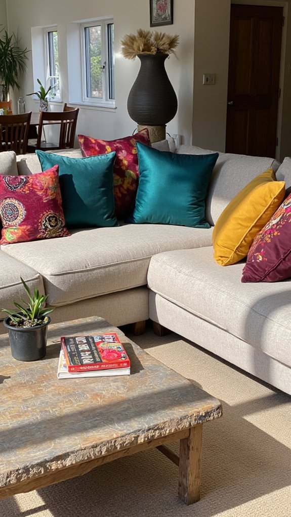 colorful cushions enhance comfort