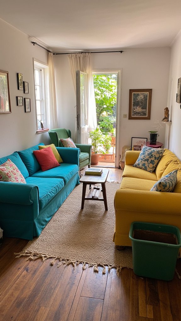 colorful sofas brighten rooms