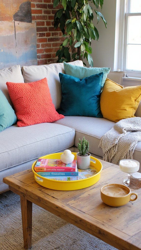 colorful trays enhance decor