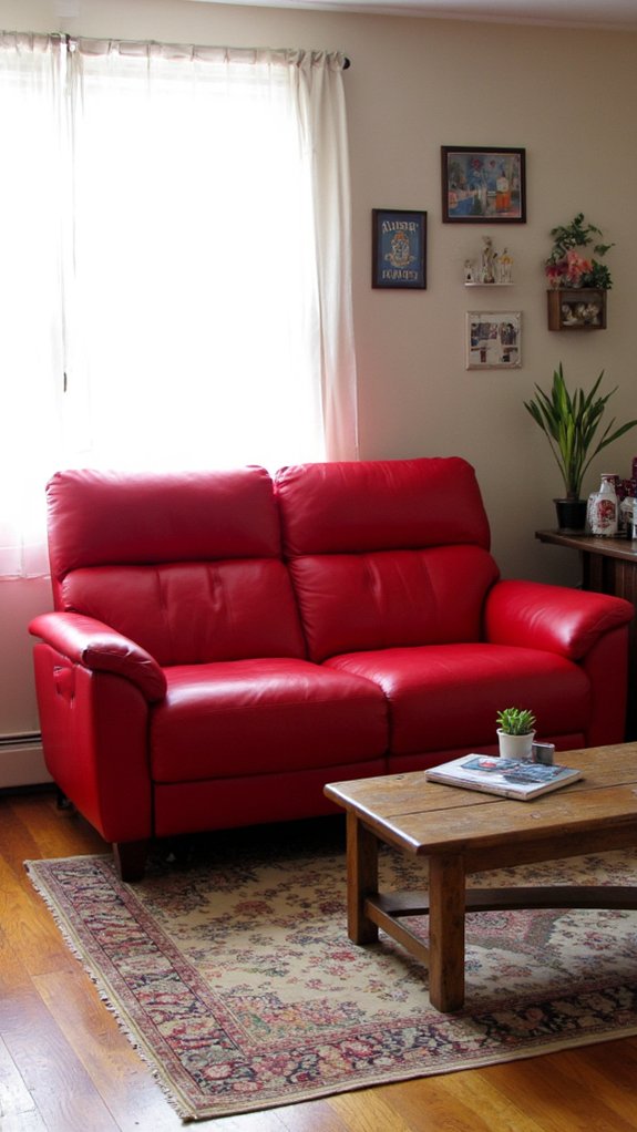 comfortable red reclining sofa