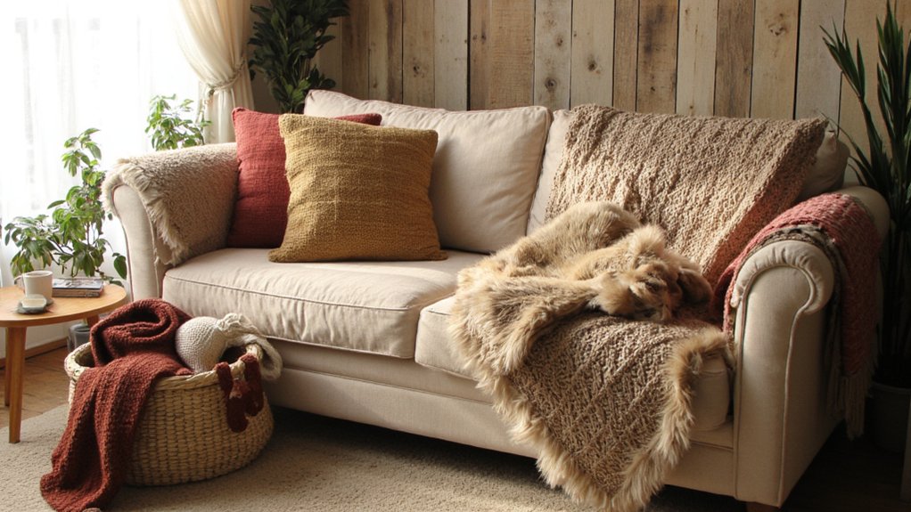cozy blanket sofa styling