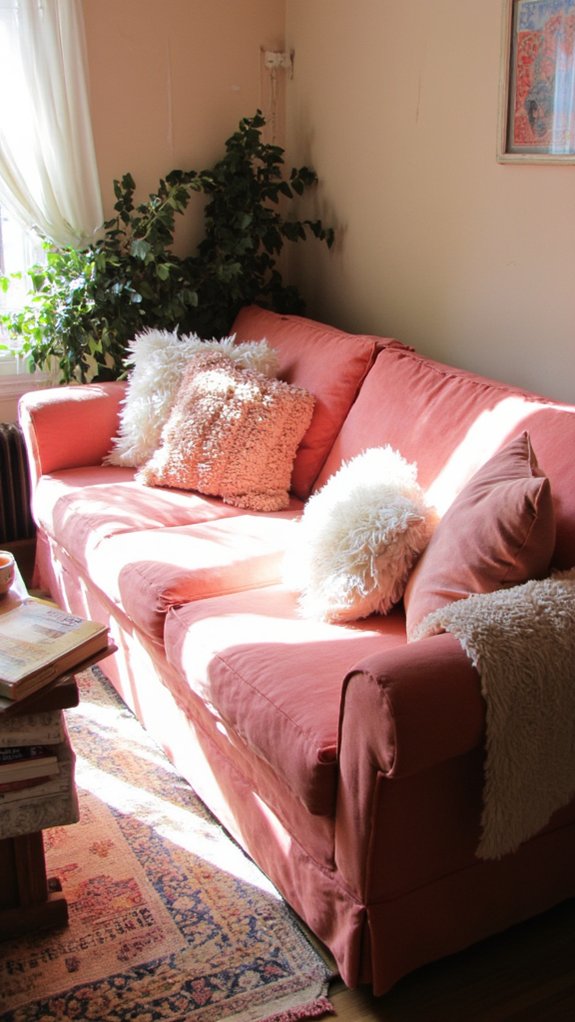 cozy coral sofa pillows