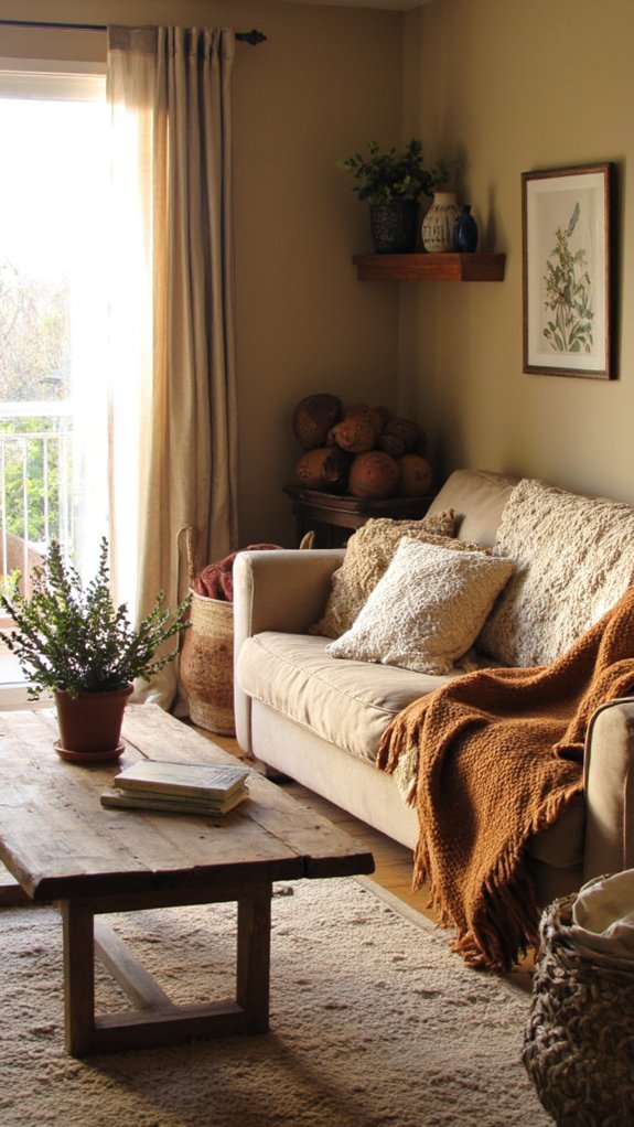 cozy corner with throws