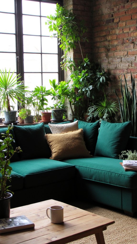 cozy forest green sectional