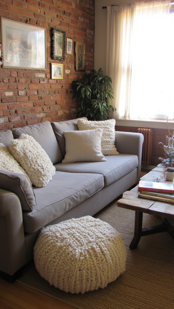 cozy knitted pouf charm