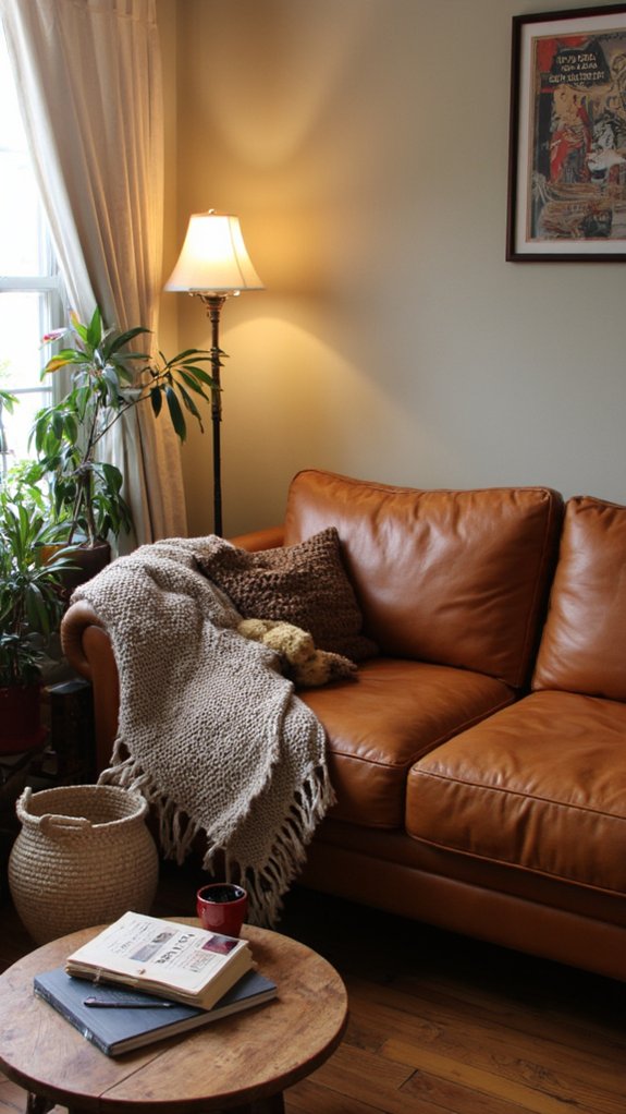 cozy leather sofa retreat