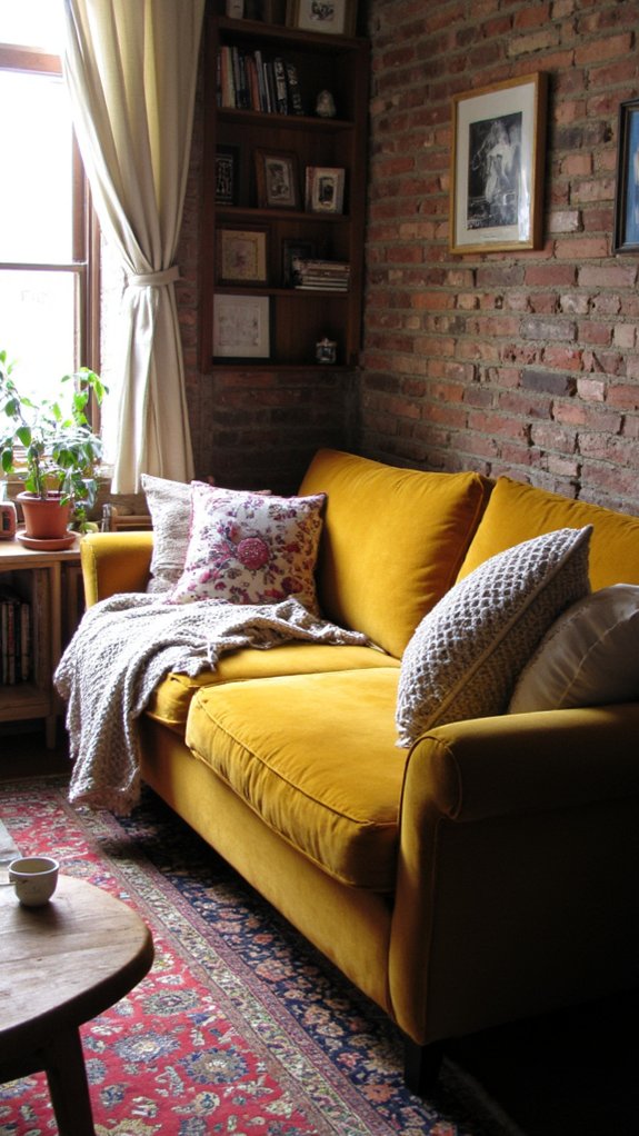 cozy mustard velvet retreat