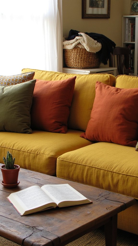 cozy mustard yellow living space