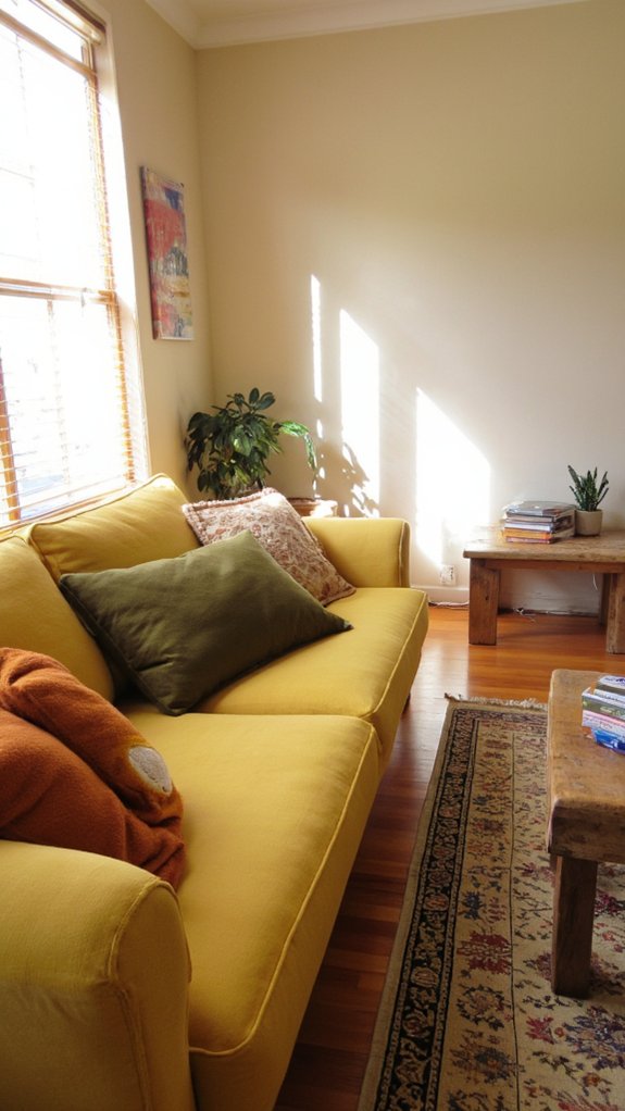 cozy muted mustard couch