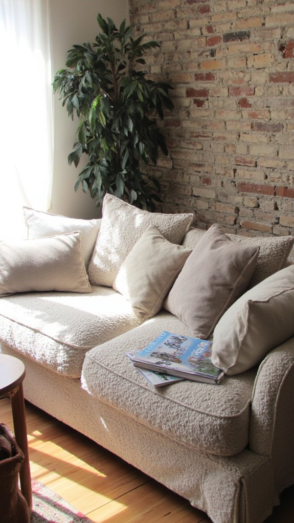 cozy neutral boucle sofa