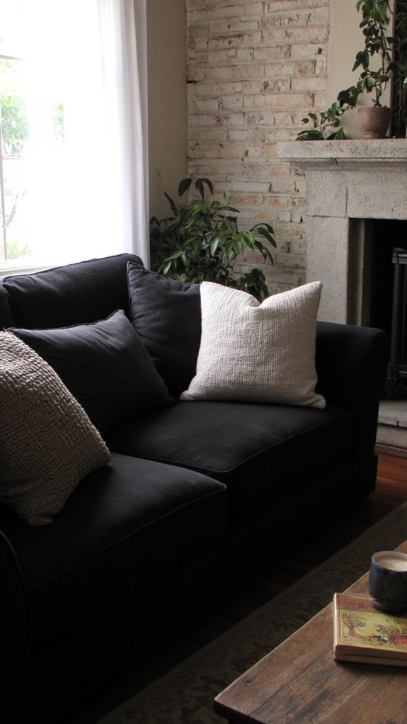 cozy oversized black sofa