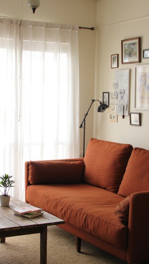 cozy rust sofa ambiance