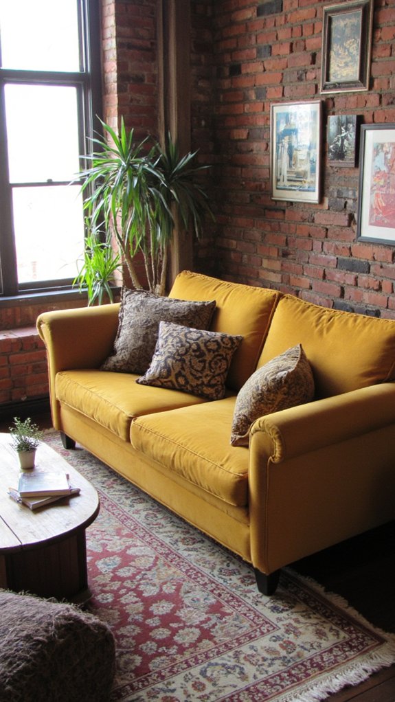 cozy rustic velvet sofa