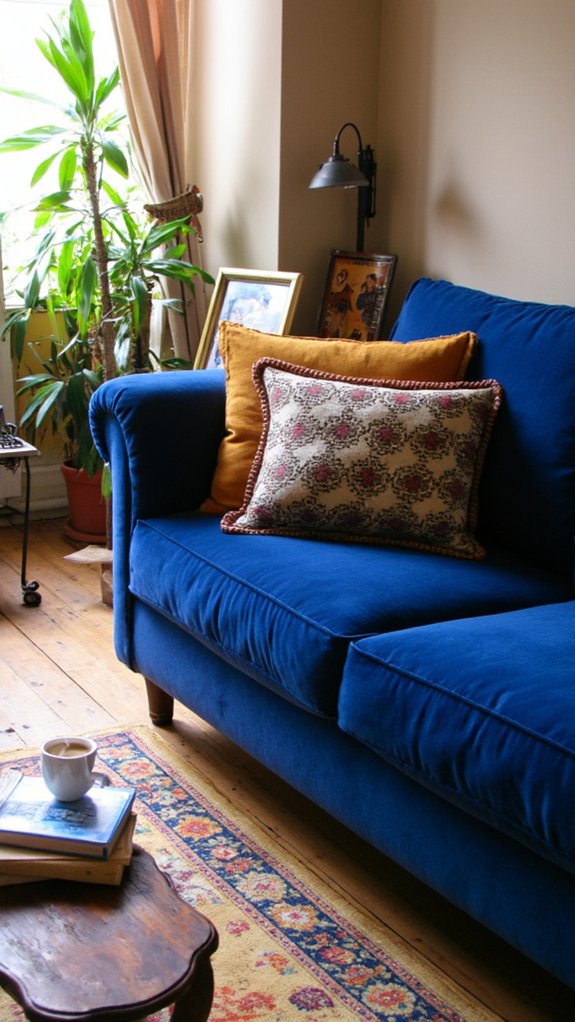 cozy stylish blue velvet
