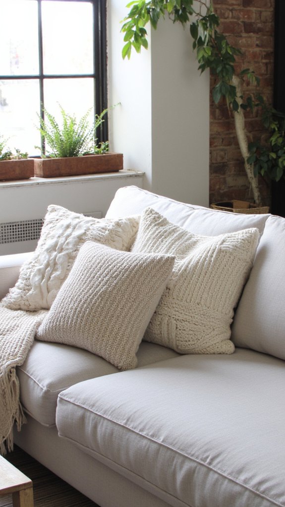 cozy textured knitted pillows